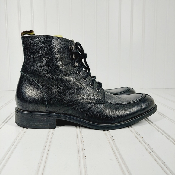 Black Brown 1826 Henry Bartlett Black Leather Lace Up Ankle Casual Boots A 43 - Picture 6 of 13